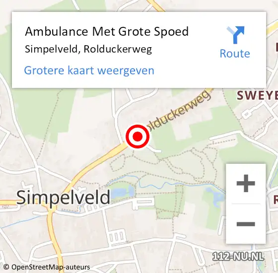 Locatie op kaart van de 112 melding: Ambulance Met Grote Spoed Naar Simpelveld, Rolduckerweg op 28 januari 2015 12:30