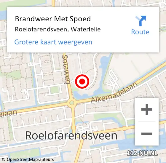 Locatie op kaart van de 112 melding: Brandweer Met Spoed Naar Roelofarendsveen, Waterlelie op 28 oktober 2013 13:00