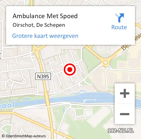 Locatie op kaart van de 112 melding: Ambulance Met Spoed Naar Oirschot, De Schepen op 28 januari 2015 12:36