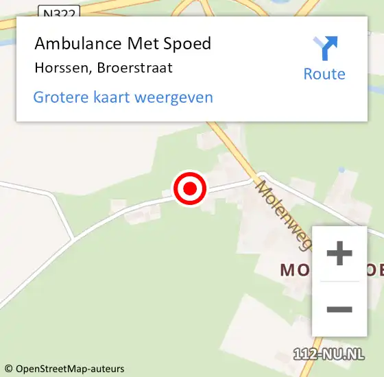 Locatie op kaart van de 112 melding: Ambulance Met Spoed Naar Horssen, Broerstraat op 28 januari 2015 12:47