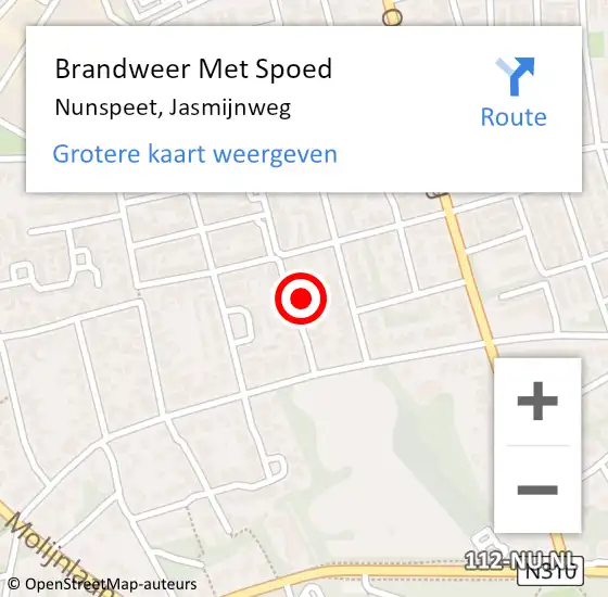 Locatie op kaart van de 112 melding: Brandweer Met Spoed Naar Nunspeet, Jasmijnweg op 28 oktober 2013 13:01