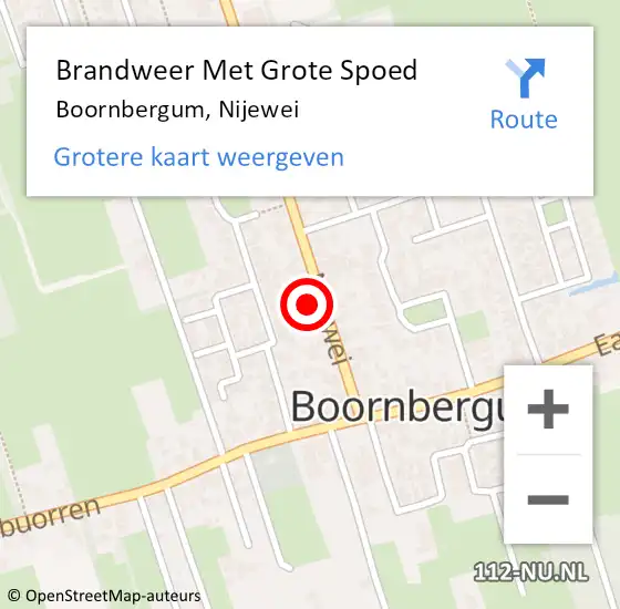 Locatie op kaart van de 112 melding: Brandweer Met Grote Spoed Naar Boornbergum, Nijewei op 28 oktober 2013 13:02