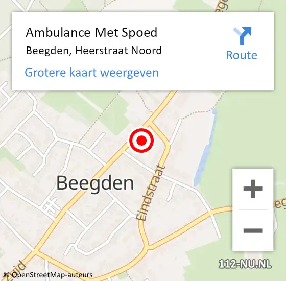 Locatie op kaart van de 112 melding: Ambulance Met Spoed Naar Beegden, Heerstraat Noord op 28 januari 2015 13:36