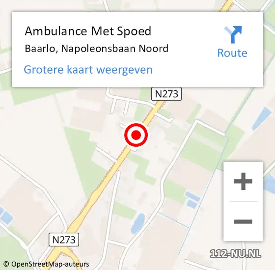 Locatie op kaart van de 112 melding: Ambulance Met Spoed Naar Baarlo, Napoleonsbaan Noord op 28 januari 2015 13:39