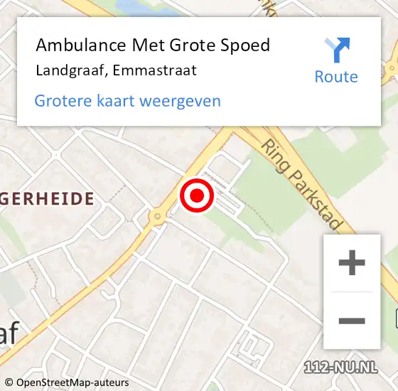 Locatie op kaart van de 112 melding: Ambulance Met Grote Spoed Naar Landgraaf, Emmastraat op 28 januari 2015 13:49