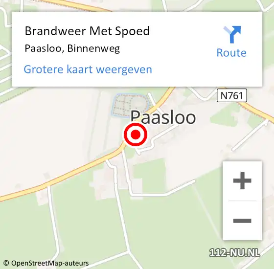 Locatie op kaart van de 112 melding: Brandweer Met Spoed Naar Paasloo, Binnenweg op 28 oktober 2013 13:03