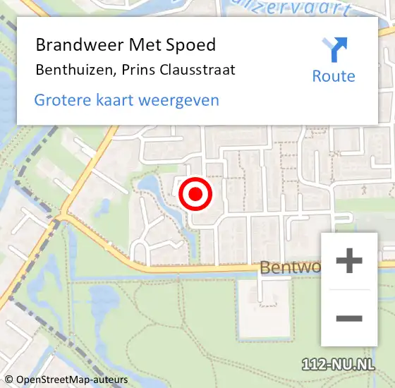 Locatie op kaart van de 112 melding: Brandweer Met Spoed Naar Benthuizen, Prins Clausstraat op 28 oktober 2013 13:03