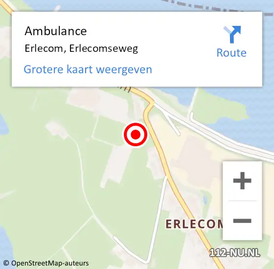 Locatie op kaart van de 112 melding: Ambulance Erlecom, Erlecomseweg op 28 januari 2015 14:30