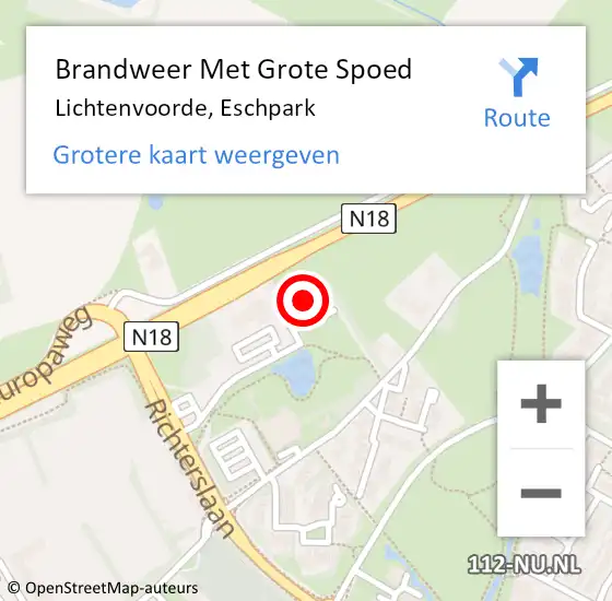 Locatie op kaart van de 112 melding: Brandweer Met Grote Spoed Naar Lichtenvoorde, Eschpark op 28 januari 2015 14:40