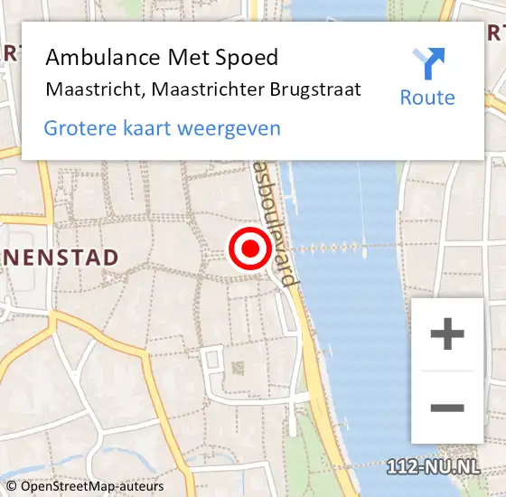 Locatie op kaart van de 112 melding: Ambulance Met Spoed Naar Maastricht, Maastrichter Brugstraat op 28 januari 2015 14:46