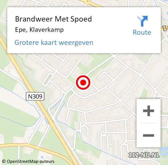 Locatie op kaart van de 112 melding: Brandweer Met Spoed Naar Epe, Klaverkamp op 28 oktober 2013 13:03