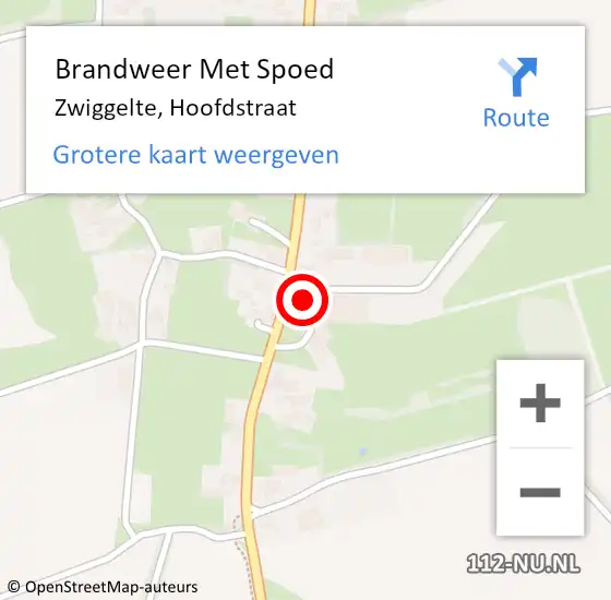 Locatie op kaart van de 112 melding: Brandweer Met Spoed Naar Zwiggelte, Hoofdstraat op 28 januari 2015 15:10