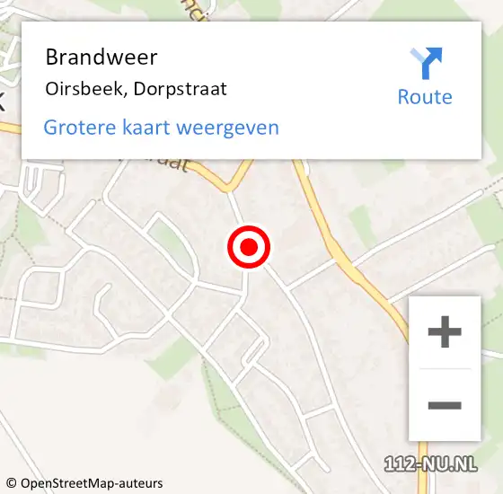 Locatie op kaart van de 112 melding: Brandweer Oirsbeek, Dorpstraat op 28 januari 2015 15:15