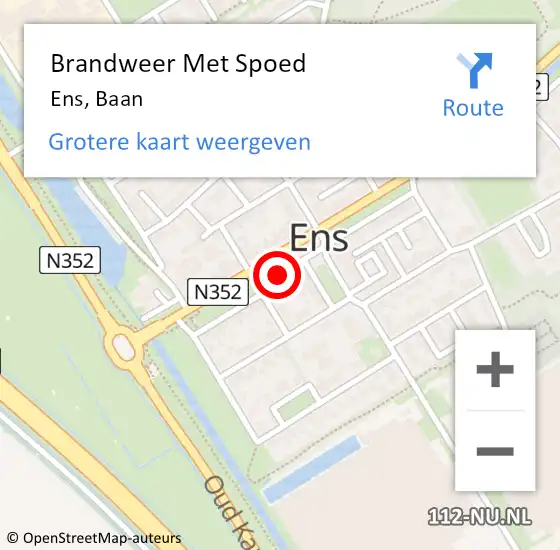 Locatie op kaart van de 112 melding: Brandweer Met Spoed Naar Ens, Baan op 28 oktober 2013 13:04