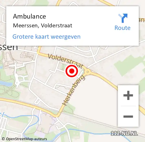 Locatie op kaart van de 112 melding: Ambulance Meerssen, Volderstraat op 28 januari 2015 15:32