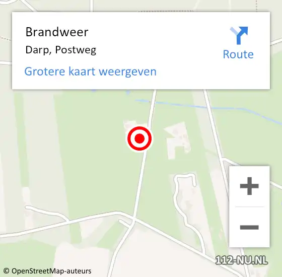 Locatie op kaart van de 112 melding: Brandweer Darp, Postweg op 28 januari 2015 15:34