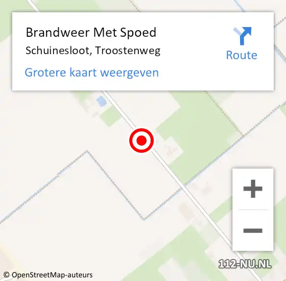 Locatie op kaart van de 112 melding: Brandweer Met Spoed Naar Schuinesloot, Troostenweg op 28 oktober 2013 13:04