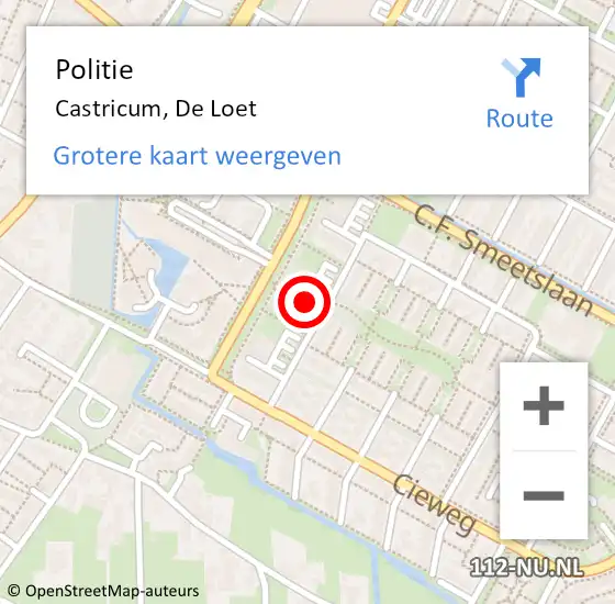 Locatie op kaart van de 112 melding: Politie Castricum, De Loet op 28 januari 2015 15:42