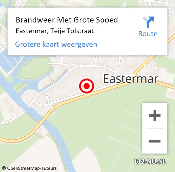 Locatie op kaart van de 112 melding: Brandweer Met Grote Spoed Naar Eastermar, Teije Tolstraat op 28 januari 2015 16:06