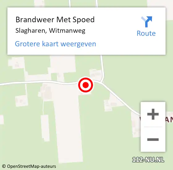 Locatie op kaart van de 112 melding: Brandweer Met Spoed Naar Slagharen, Witmanweg op 28 oktober 2013 13:05