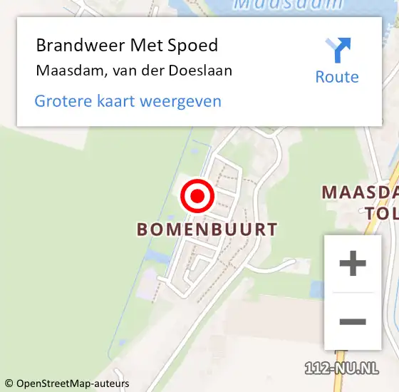 Locatie op kaart van de 112 melding: Brandweer Met Spoed Naar Maasdam, van der Doeslaan op 28 januari 2015 16:23