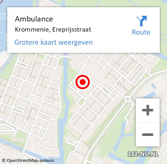 Locatie op kaart van de 112 melding: Ambulance Krommenie, Ereprijsstraat op 28 januari 2015 16:36