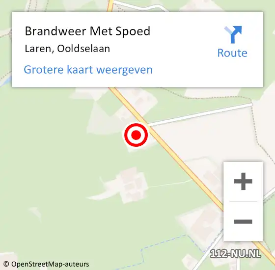 Locatie op kaart van de 112 melding: Brandweer Met Spoed Naar Laren, Ooldselaan op 28 oktober 2013 13:05