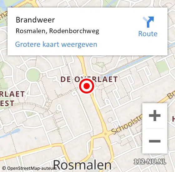 Locatie op kaart van de 112 melding: Brandweer Rosmalen, Rodenborchweg op 28 januari 2015 16:40