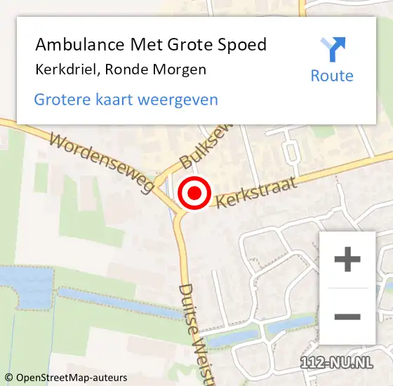 Locatie op kaart van de 112 melding: Ambulance Met Grote Spoed Naar Kerkdriel, Ronde Morgen op 28 januari 2015 16:45