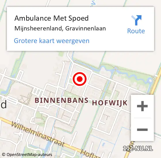 Locatie op kaart van de 112 melding: Ambulance Met Spoed Naar Mijnsheerenland, Gravinnenlaan op 28 januari 2015 16:51