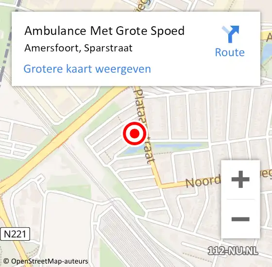 Locatie op kaart van de 112 melding: Ambulance Met Grote Spoed Naar Amersfoort, Sparstraat op 28 januari 2015 16:57