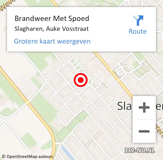 Locatie op kaart van de 112 melding: Brandweer Met Spoed Naar Slagharen, Auke Vosstraat op 28 oktober 2013 13:06
