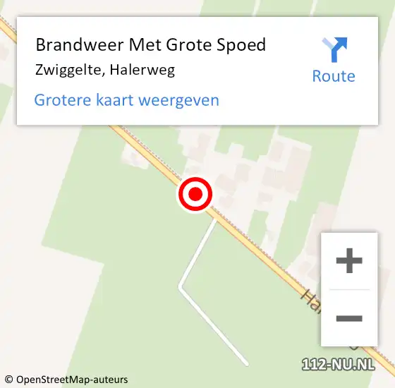 Locatie op kaart van de 112 melding: Brandweer Met Grote Spoed Naar Zwiggelte, Halerweg op 28 januari 2015 17:08