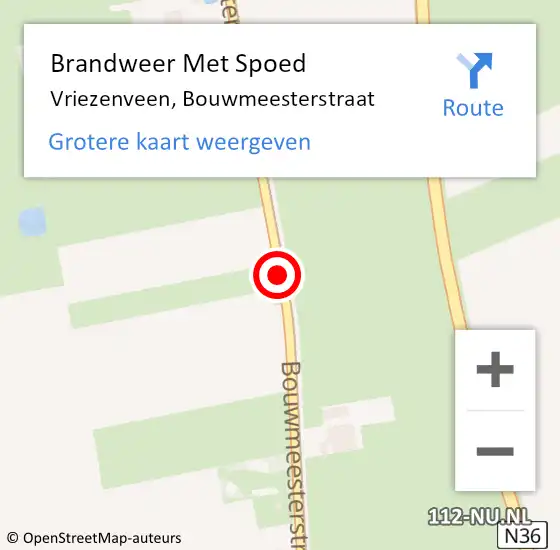 Locatie op kaart van de 112 melding: Brandweer Met Spoed Naar Vriezenveen, Bouwmeesterstraat op 28 januari 2015 17:08