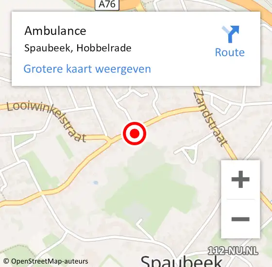 Locatie op kaart van de 112 melding: Ambulance Spaubeek, Hobbelrade op 28 januari 2015 17:15