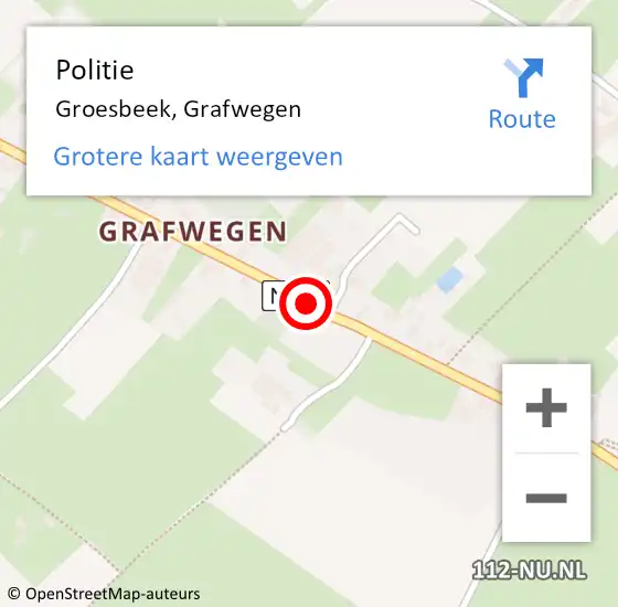 Locatie op kaart van de 112 melding: Politie Groesbeek, Grafwegen op 28 januari 2015 17:48