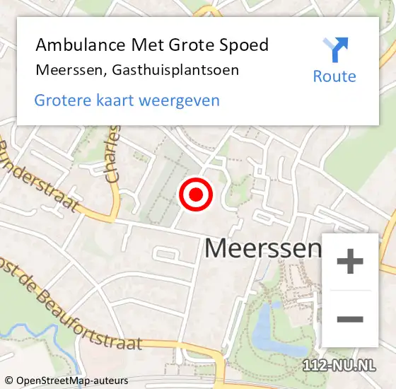 Locatie op kaart van de 112 melding: Ambulance Met Grote Spoed Naar Meerssen, Gasthuisplantsoen op 28 januari 2015 17:55