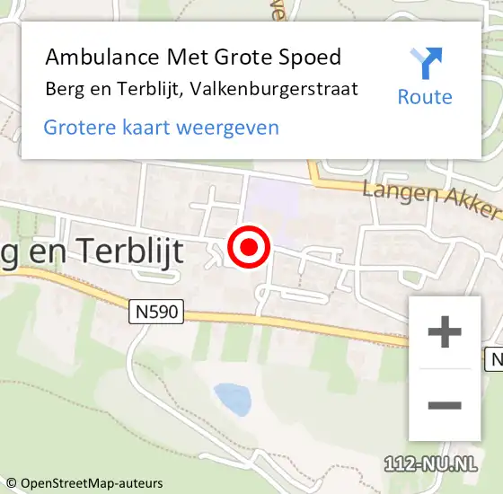 Locatie op kaart van de 112 melding: Ambulance Met Grote Spoed Naar Berg en Terblijt, Valkenburgerstraat op 28 januari 2015 18:26