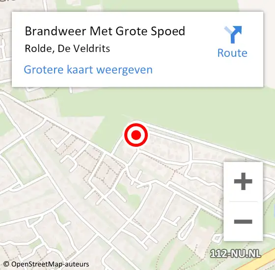 Locatie op kaart van de 112 melding: Brandweer Met Grote Spoed Naar Rolde, De Veldrits op 28 januari 2015 18:42