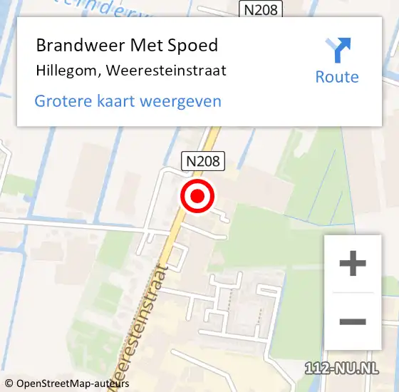 Locatie op kaart van de 112 melding: Brandweer Met Spoed Naar Hillegom, Weeresteinstraat op 28 januari 2015 18:44