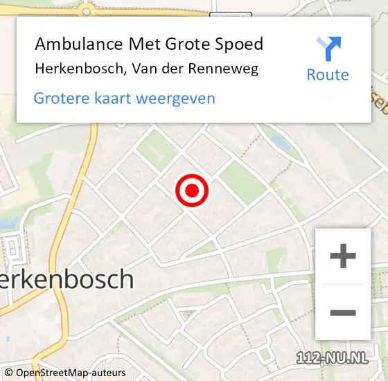 Locatie op kaart van de 112 melding: Ambulance Met Grote Spoed Naar Herkenbosch, Van der Renneweg op 28 januari 2015 19:06