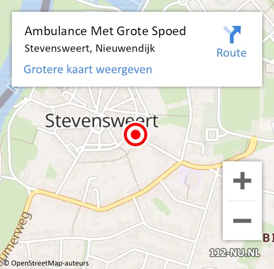 Locatie op kaart van de 112 melding: Ambulance Met Grote Spoed Naar Stevensweert, Nieuwendijk op 28 januari 2015 19:18