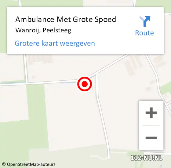 Locatie op kaart van de 112 melding: Ambulance Met Grote Spoed Naar Wanroij, Peelsteeg op 28 januari 2015 19:50