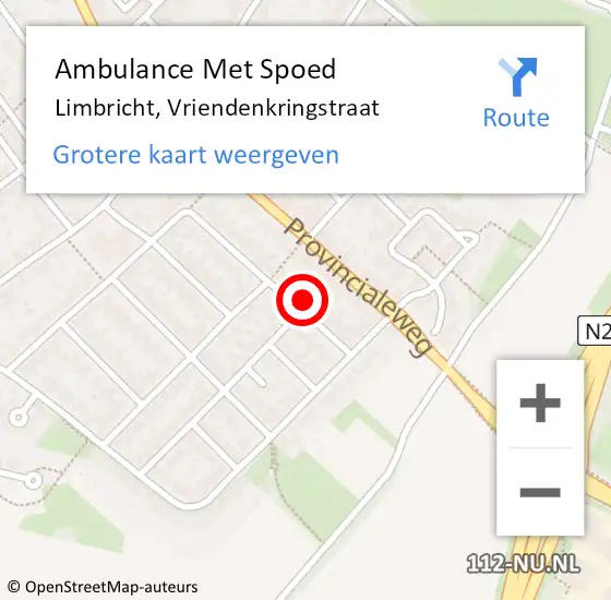 Locatie op kaart van de 112 melding: Ambulance Met Spoed Naar Limbricht, Vriendenkringstraat op 28 januari 2015 19:54