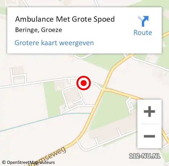 Locatie op kaart van de 112 melding: Ambulance Met Grote Spoed Naar Beringe, Groeze op 28 januari 2015 20:19