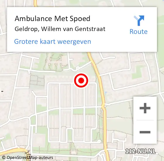 Locatie op kaart van de 112 melding: Ambulance Met Spoed Naar Geldrop, Willem van Gentstraat op 28 januari 2015 20:21