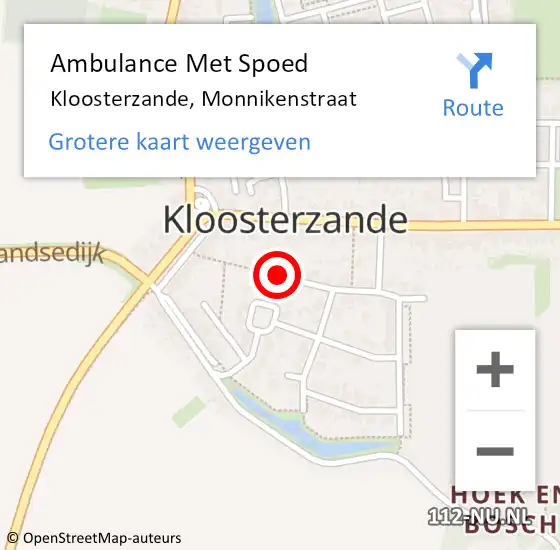 Locatie op kaart van de 112 melding: Ambulance Met Spoed Naar Kloosterzande, Monnikenstraat op 28 januari 2015 20:43