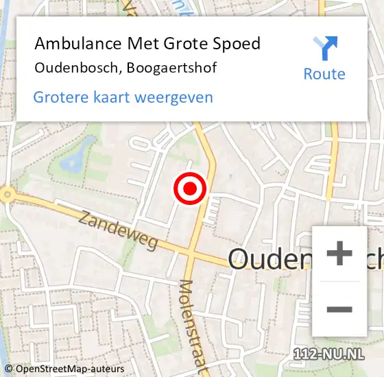 Locatie op kaart van de 112 melding: Ambulance Met Grote Spoed Naar Oudenbosch, Boogaertshof op 28 januari 2015 20:51