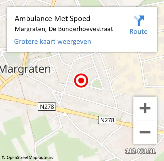 Locatie op kaart van de 112 melding: Ambulance Met Spoed Naar Margraten, De Bunderhoevestraat op 28 januari 2015 21:07