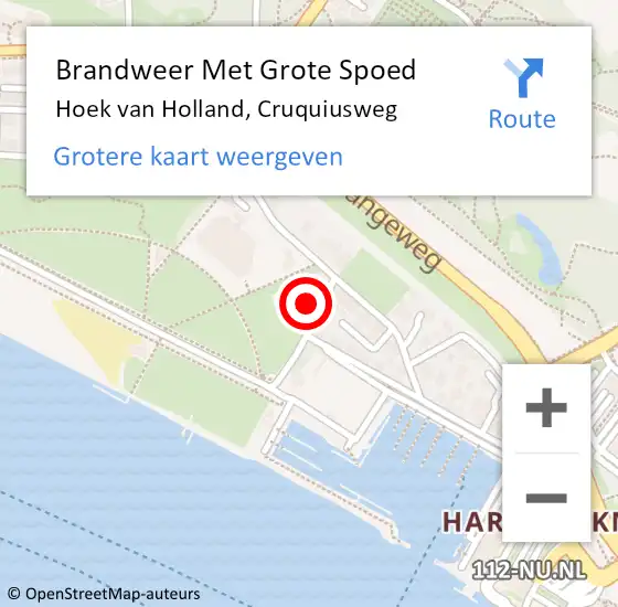 Locatie op kaart van de 112 melding: Brandweer Met Grote Spoed Naar Hoek van Holland, Cruquiusweg op 28 januari 2015 21:16